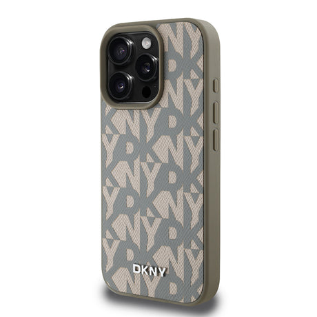 Apple iPhone 16 Pro Kılıf DKNY Orjinal Lisanslı M-safe Şarj Özellikli 3D Yazılı Grid Pattern Kapak