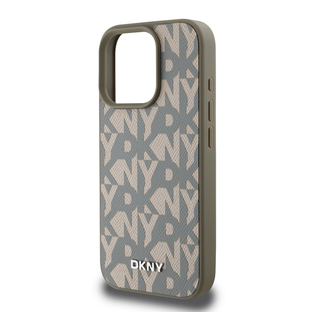 Apple iPhone 16 Pro Kılıf DKNY Orjinal Lisanslı M-safe Şarj Özellikli 3D Yazılı Grid Pattern Kapak