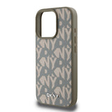 Apple iPhone 16 Pro Kılıf DKNY Orjinal Lisanslı M-safe Şarj Özellikli 3D Yazılı Grid Pattern Kapak