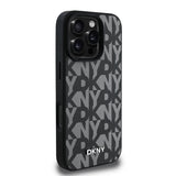 Apple iPhone 16 Pro Kılıf DKNY Orjinal Lisanslı M-safe Şarj Özellikli 3D Yazılı Grid Pattern Kapak