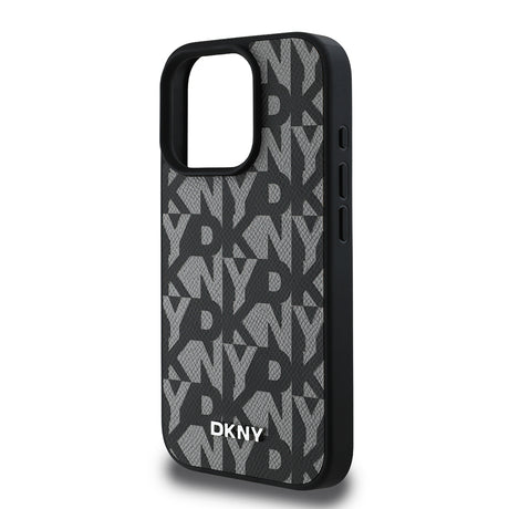 Apple iPhone 16 Pro Kılıf DKNY Orjinal Lisanslı M-safe Şarj Özellikli 3D Yazılı Grid Pattern Kapak