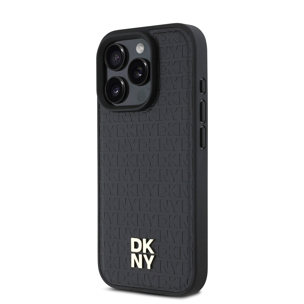 Apple iPhone 16 Pro Kılıf DKNY Orjinal Lisanslı M-safe Şarj Özellikli 3D Yazılı Repeat Pattern Kapak