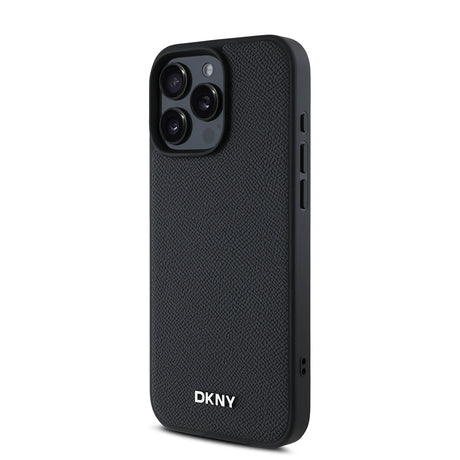 Apple iPhone 16 Pro Kılıf DKNY Orjinal Lisanslı M-safe Şarj Özellikli Metal Logolu PU Deri Grained Kapak