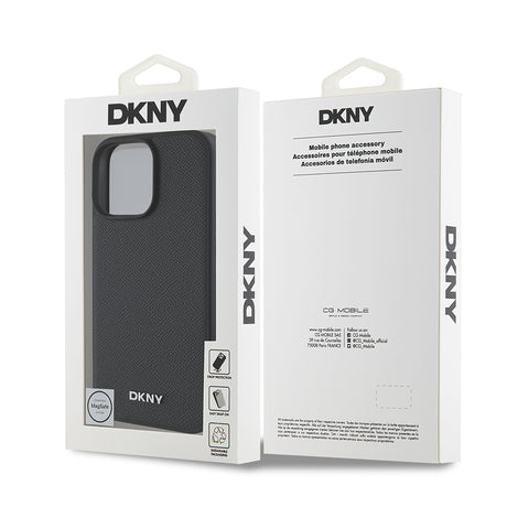 Apple iPhone 16 Pro Kılıf DKNY Orjinal Lisanslı M-safe Şarj Özellikli Metal Logolu PU Deri Grained Kapak