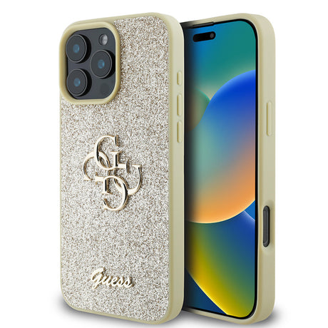 Apple iPhone 16 Pro Kılıf Guess Orjinal Lisanslı 4G Büyük Metal Logolu Glitter Kapak