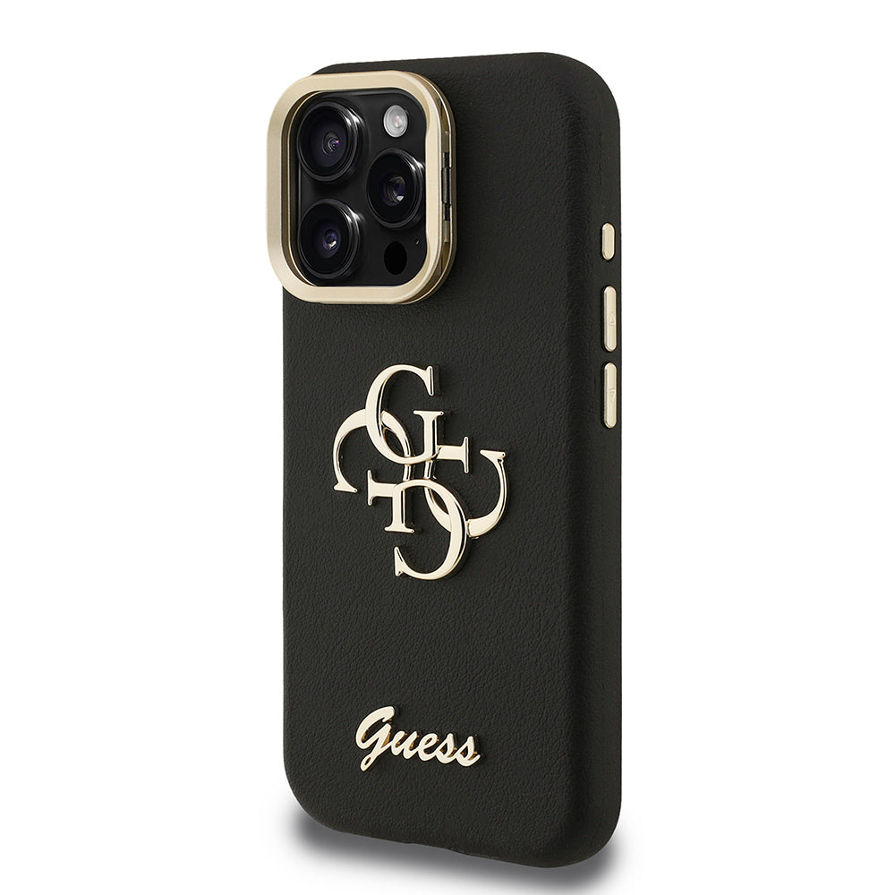 Apple iPhone 16 Pro Kılıf Guess Orjinal Lisanslı Grained Yazı Logolu Kamera Standlı Kapak