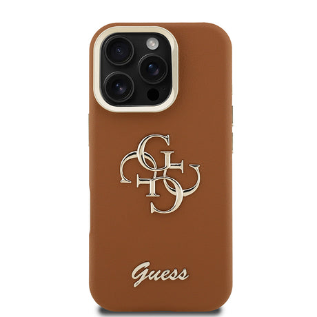Apple iPhone 16 Pro Kılıf Guess Orjinal Lisanslı Grained Yazı Logolu Kamera Standlı Kapak