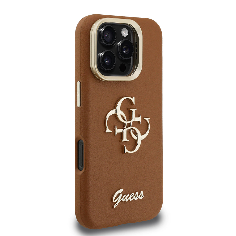 Apple iPhone 16 Pro Kılıf Guess Orjinal Lisanslı Grained Yazı Logolu Kamera Standlı Kapak