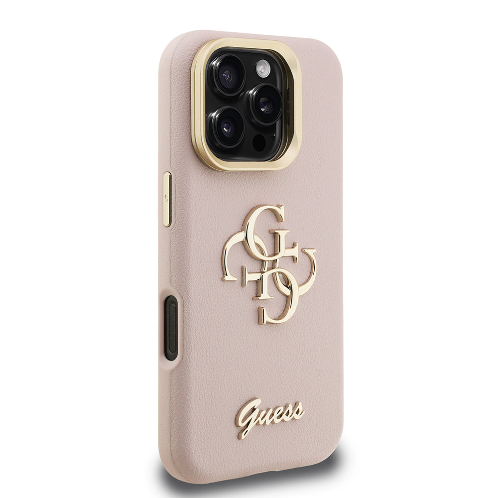 Apple iPhone 16 Pro Kılıf Guess Orjinal Lisanslı Grained Yazı Logolu Kamera Standlı Kapak