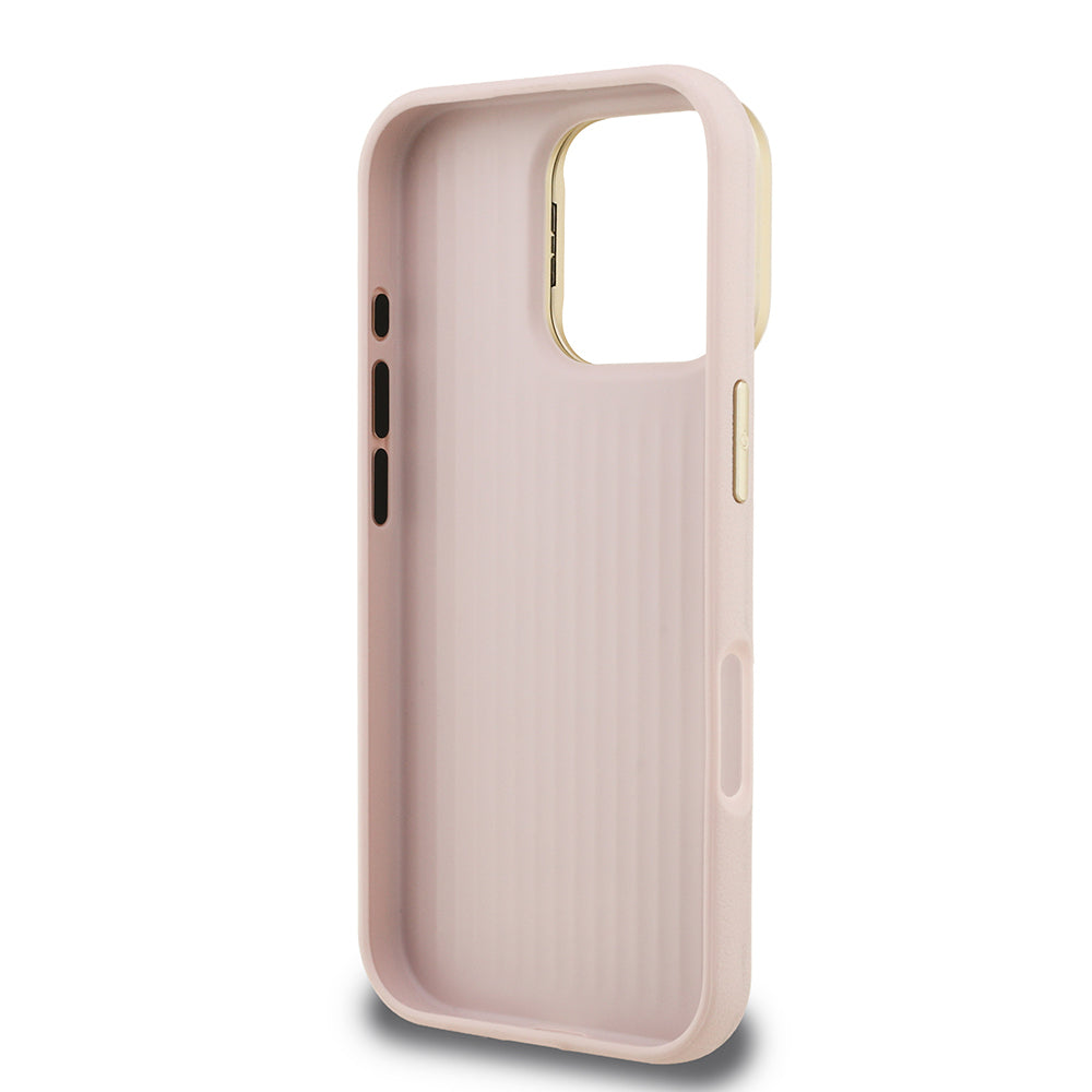 Apple iPhone 16 Pro Kılıf Guess Orjinal Lisanslı Grained Yazı Logolu Kamera Standlı Kapak