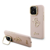 Apple iPhone 16 Pro Kılıf Guess Orjinal Lisanslı Grained Yazı Logolu Kamera Standlı Kapak