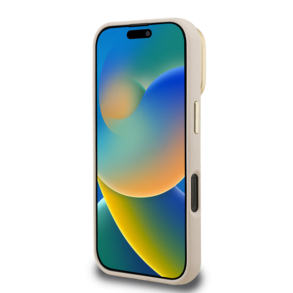 Apple iPhone 16 Pro Kılıf Guess Orjinal Lisanslı Grained Yazı Logolu Kamera Standlı Kapak