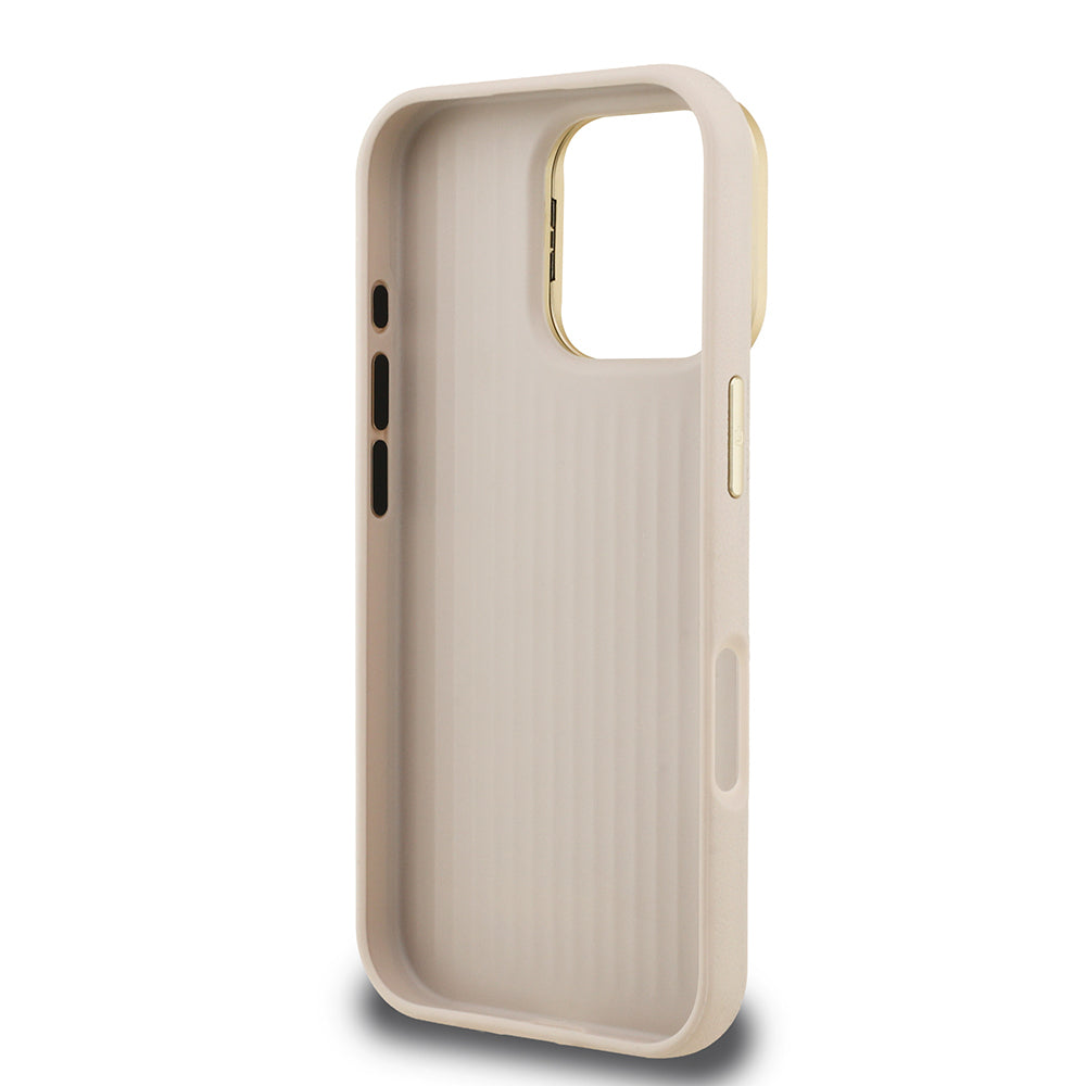 Apple iPhone 16 Pro Kılıf Guess Orjinal Lisanslı Grained Yazı Logolu Kamera Standlı Kapak