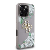 Apple iPhone 16 Pro Kılıf Guess Orjinal Lisanslı Gül Baskılı Büyük Metal Logo Dizaynlı Kapak