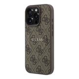 Apple iPhone 16 Pro Kılıf Guess Orjinal Lisanslı M-safe Kabartmalı 4G Desenli Yazı Logolu Kapak