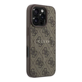 Apple iPhone 16 Pro Kılıf Guess Orjinal Lisanslı M-safe Kabartmalı 4G Desenli Yazı Logolu Kapak