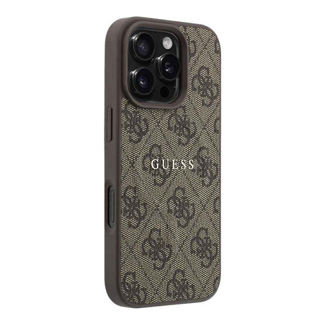 Apple iPhone 16 Pro Kılıf Guess Orjinal Lisanslı M-safe Kabartmalı 4G Desenli Yazı Logolu Kapak