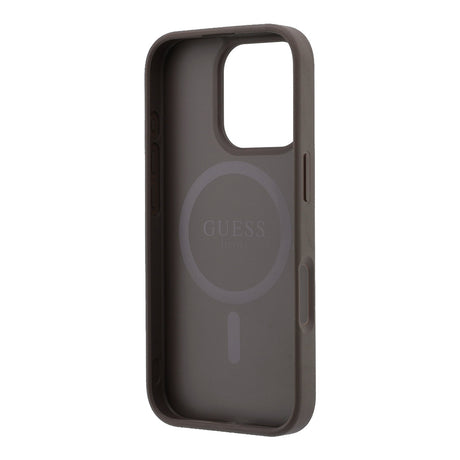 Apple iPhone 16 Pro Kılıf Guess Orjinal Lisanslı M-safe Kabartmalı 4G Desenli Yazı Logolu Kapak