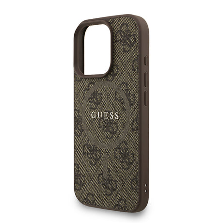 Apple iPhone 16 Pro Kılıf Guess Orjinal Lisanslı M-safe Şarj Özellikli PU Deri Bilek Askı İpli Yazı Logolu Kapak