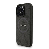 Apple iPhone 16 Pro Kılıf Guess Orjinal Lisanslı M-safe Şarj Özellikli PU Deri Bilek Askı İpli Yazı Logolu Kapak