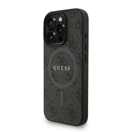 Apple iPhone 16 Pro Kılıf Guess Orjinal Lisanslı M-safe Şarj Özellikli PU Deri Bilek Askı İpli Yazı Logolu Kapak