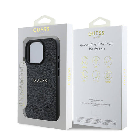 Apple iPhone 16 Pro Kılıf Guess Orjinal Lisanslı M-safe Şarj Özellikli 4G Desenli Yazı Logolu Kapak