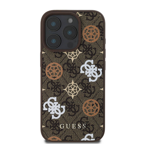 Apple iPhone 16 Pro Kılıf Guess Orjinal Lisanslı M-safe Şarj Özellikli 4G Desenli Yazı Logolu Peony Kapak