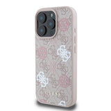 Apple iPhone 16 Pro Kılıf Guess Orjinal Lisanslı M-safe Şarj Özellikli 4G Desenli Yazı Logolu Peony Kapak
