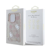 Apple iPhone 16 Pro Kılıf Guess Orjinal Lisanslı M-safe Şarj Özellikli 4G Desenli Yazı Logolu Peony Kapak
