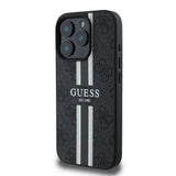 Apple iPhone 16 Pro Kılıf Guess Orjinal Lisanslı M-safe Şarj Özellikli 4G Şerit Tasarımlı Printed Kapak