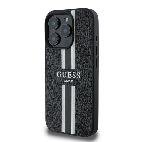 Apple iPhone 16 Pro Kılıf Guess Orjinal Lisanslı M-safe Şarj Özellikli 4G Şerit Tasarımlı Printed Kapak