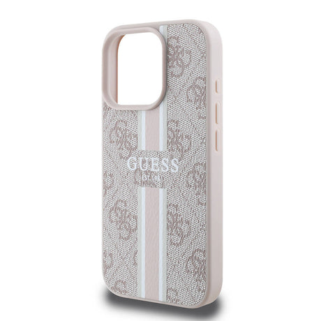 Apple iPhone 16 Pro Kılıf Guess Orjinal Lisanslı M-safe Şarj Özellikli 4G Şerit Tasarımlı Printed Kapak