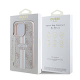 Apple iPhone 16 Pro Kılıf Guess Orjinal Lisanslı M-safe Şarj Özellikli 4G Şerit Tasarımlı Printed Kapak