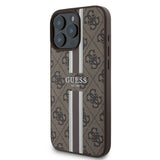 Apple iPhone 16 Pro Kılıf Guess Orjinal Lisanslı M-safe Şarj Özellikli 4G Şerit Tasarımlı Printed Kapak