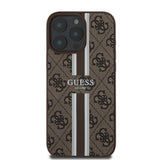 Apple iPhone 16 Pro Kılıf Guess Orjinal Lisanslı M-safe Şarj Özellikli 4G Şerit Tasarımlı Printed Kapak