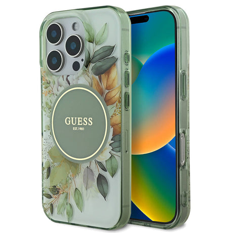 Apple iPhone 16 Pro Kılıf Guess Orjinal Lisanslı M-safe Şarj Özellikli Flower Tonal Circle Kapak