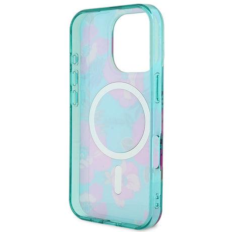 Apple iPhone 16 Pro Kılıf Guess Orjinal Lisanslı M-safe Şarj Özellikli Flower Tone On Tone Ring Kapak