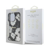 Apple iPhone 16 Pro Kılıf Guess Orjinal Lisanslı M-safe Şarj Özellikli Flower Tone On Tone Ring Kapak