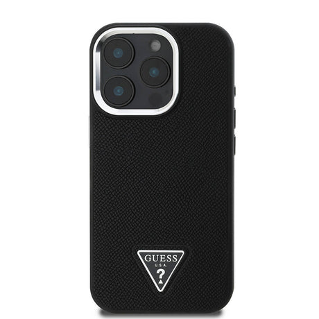 Apple iPhone 16 Pro Kılıf Guess Orjinal Lisanslı M-safe Şarj Özellikli Grained Triangle Kapak