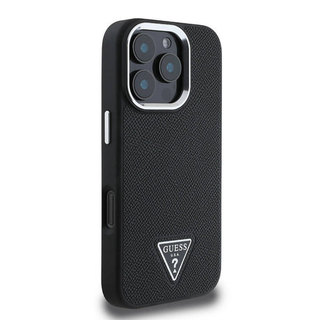 Apple iPhone 16 Pro Kılıf Guess Orjinal Lisanslı M-safe Şarj Özellikli Grained Triangle Kapak