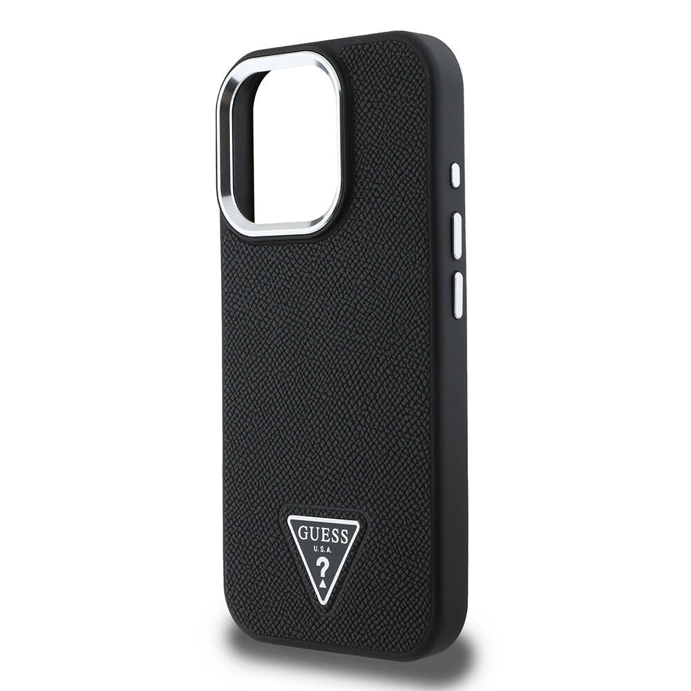 Apple iPhone 16 Pro Kılıf Guess Orjinal Lisanslı M-safe Şarj Özellikli Grained Triangle Kapak