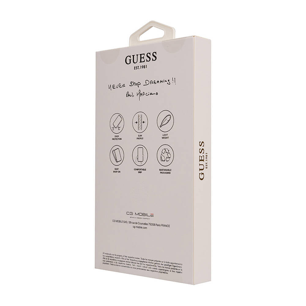 Apple iPhone 16 Pro Kılıf Guess Orjinal Lisanslı M-safe Şarj Özellikli Grained Triangle Kapak