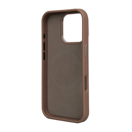 Apple iPhone 16 Pro Kılıf Guess Orjinal Lisanslı M-safe Şarj Özellikli Grained Triangle Kapak