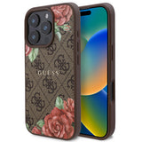 Apple iPhone 16 Pro Kılıf Guess Orjinal Lisanslı M-safe Şarj Özellikli Gül Baskılı 4G Desenli Yazı Logolu Kapak