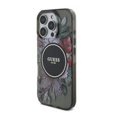 Apple iPhone 16 Pro Kılıf Guess Orjinal Lisanslı M-safe Şarj Özellikli IML Baskılı Çiçek İnci Bileklikli Kapak