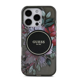 Apple iPhone 16 Pro Kılıf Guess Orjinal Lisanslı M-safe Şarj Özellikli IML Baskılı Çiçek İnci Bileklikli Kapak
