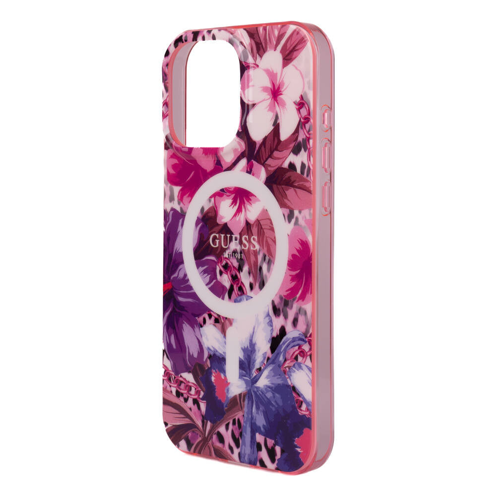Apple iPhone 16 Pro Kılıf Guess Orjinal Lisanslı M-safe Şarj Özellikli IML Baskılı Jungle Ring Kapak