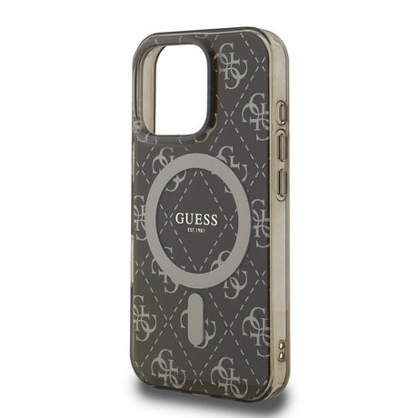 Apple iPhone 16 Pro Kılıf Guess Orjinal Lisanslı M-safe Şarj Özellikli IML Baskılı Klasik Logolu 4G Desenli Kapak