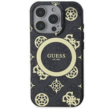 Apple iPhone 16 Pro Kılıf Guess Orjinal Lisanslı M-safe Şarj Özellikli IML Peony ve 4G Desenli Klasik Logolu Kapak