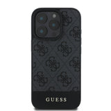 Apple iPhone 16 Pro Kılıf Guess Orjinal Lisanslı M-safe Şarj Özellikli PU Deri Şerit Logo Dizaynlı Kapak